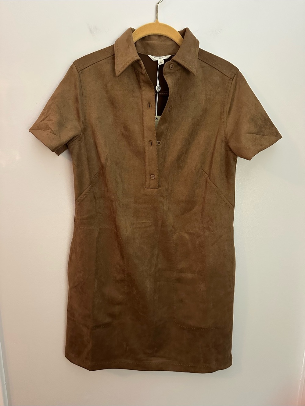 Max Studio Brown Faux Suede Dress Small NWT